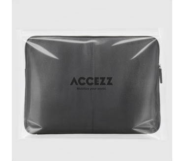 Accezz Leather Laptop hoes met rits 15-16 inch - Laptopsleeve - Zwart