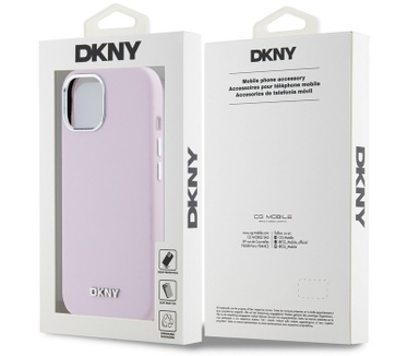 DKNY Silicone Metal Logo Back Case - iPhone 15 (6.1") - Roze Roze
