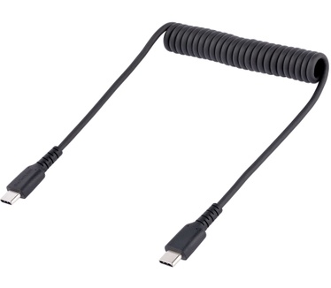 Startech.com 50cm USB C Laadkabel, Zwart, Robuuste Fast Charge & Sync USB-C Spiraalkabel, USB 2.0 Type-C Snellaadkabel, Duurzame Aramidevezels, USB-C Kabel M/M Zwart