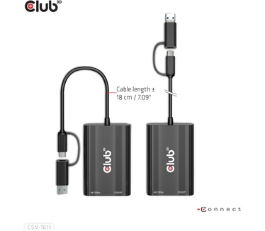 Club 3D USB Gen1 Type-C/-A to Dual HDMI (4K/30Hz) / VGA (1080/60Hz)