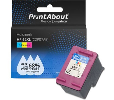HP 62XL (C2P07AE) Inktcartridge 3-kleuren Hoge capaciteit PrintAbout Huismerk