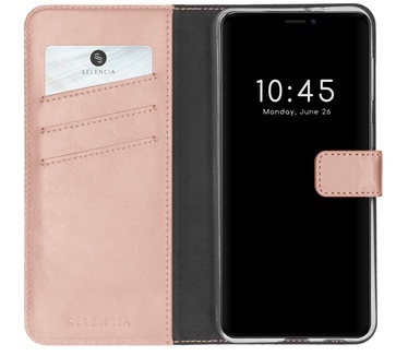 Selencia Echt Lederen Bookcase iPhone 13 Pro Max - Roze