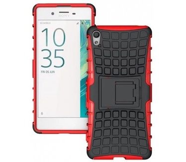 qMust Sony Xperia X Rugged Hybrid Case - Dual Protection - Red