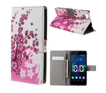 qMust Wiko Fever 4G Wallet Case - hoesje met stand - Pink Blossom