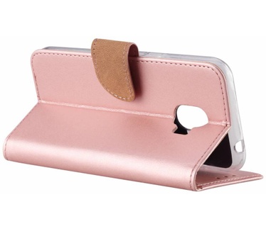 Luxe Lederen Bookcase hoesje voor de Samsung Galaxy Grand Prime Pro 2018 - Metallic Roze (Samsung Galaxy Grand Prime Pro 2018) Rosé Goud