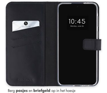 Selencia Echt Leren Bookcase Samsung Galaxy A37 (5G) - Zwart