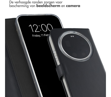 Selencia Echt Leren Bookcase Xiaomi 17 Ultra - Zwart