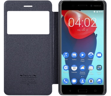 Nillkin New Sparkle S-View Book Case voor Nokia 6 - Zwart Zwart