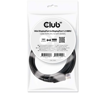 Club 3D - Mini DisplayPort naar DisplayPort 1.2 Kabel 2 meter - 4K 60Hz Bi Directioneel