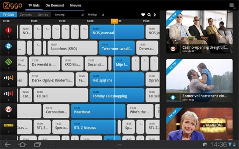 Ziggo TV app Android Honeycomb