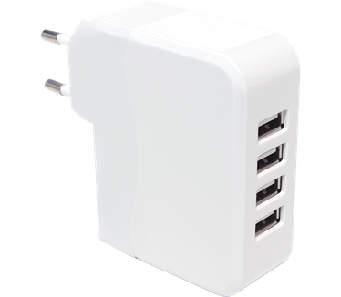 LogiLink USB Wall Charger 4 Port. 24,5W wit PA0096
