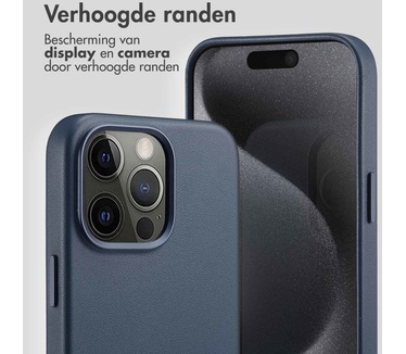 Accezz MagSafe Leather Backcover iPhone 15 Pro Max - Donkerblauw
