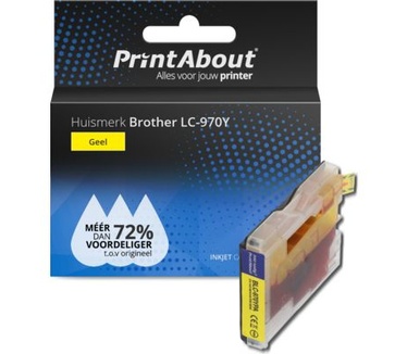 PrintAbout Huismerk Brother LC-970Y Inktcartridge Geel