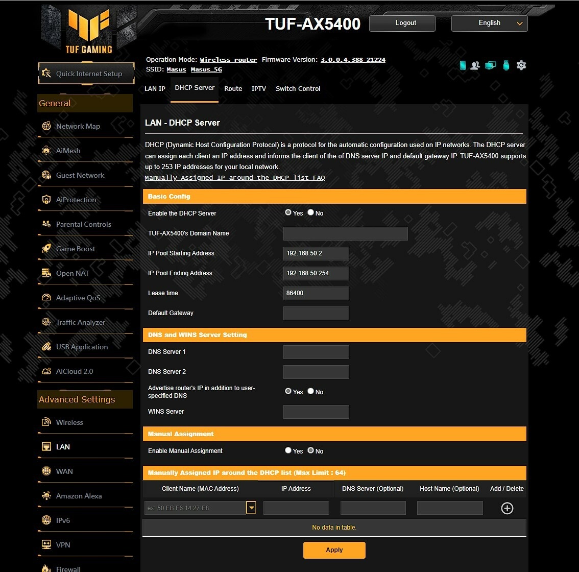 Asus TUF gaming AX5400 router Gui - Aangepast thema - Netwerken - GoT