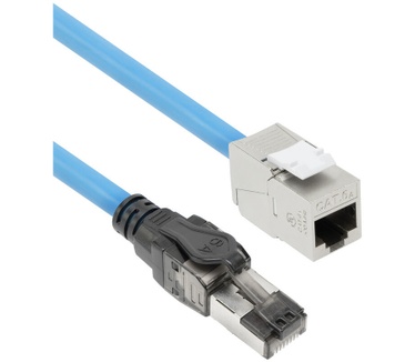 ACT Blauw 30 meter S/FTP CAT6A B2ca PoE++ 100W solid prefab installatiekabel, RJ45 male – female