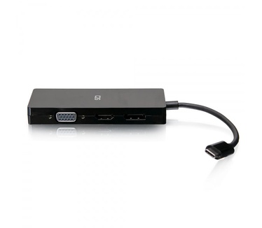 CablesToGo USB-C multipoortadapter, 4-in-1 videoadapter met HDMI, DisplayPort, DVI en VGA - 4K 60Hz