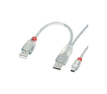 Lindy USB 2.0 2 x A (20cm) / Mini-B 2.0m