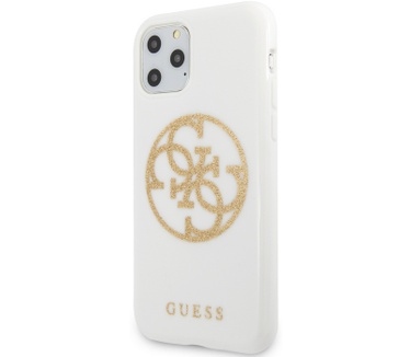 Guess Circle Glitter TPU Cover Apple iPhone 11 Pro (5.8'') - Wit  Wit