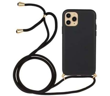 qMust Soft TPU Apple iPhone 12 Pro Max hoesje met koord - Zwart