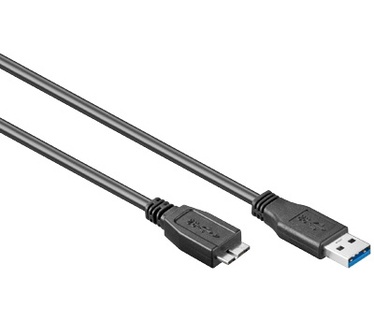 Eeconn USB 3.0 Kabel, A - microB, Zwart, 1m