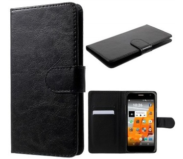 qMust Wileyfox Spark X Wallet Case - hoes met plakstrip - Black