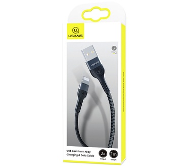 Usams U55 Gevlochten Lightning Kabel (100cm) - Zilver Zilver, Zwart