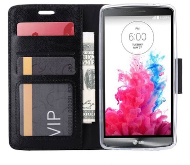 Luxe Lederen Bookcase hoesje voor de LG G3 S - Zwart (LG G3 S) Zwart