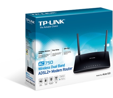 TP-Link Archer D20 AC750 Wireless Dual Band ADSL2+ Modem Router