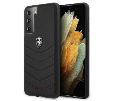 Ferrari Heritage Leather Back Case Samsung Galaxy S21 Plus Zwart Zwart