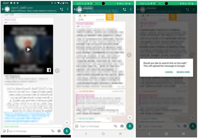 WhatsApp: doorgestuurde berichten online opzoeken