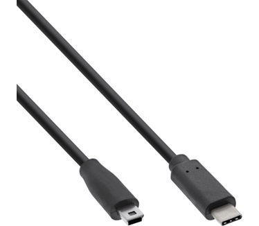 InLine USB C/USB Mini-B, 5 m Zwart