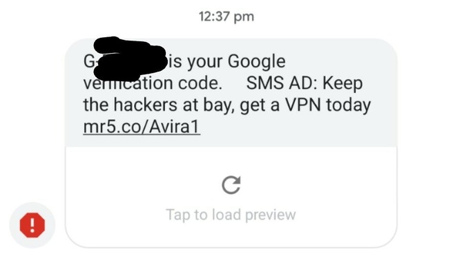 Google sms ad
