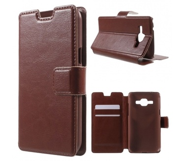 Kees Lederlook Portemonnee Hoesje Samsung Galaxy J1 - Bruin