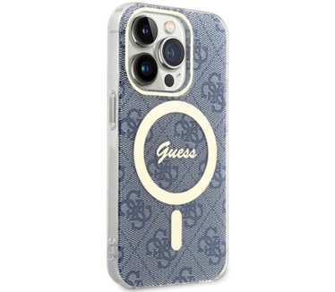 Guess 4G MagSafe Back Case - Apple iPhone 15 Pro (6.1") - Blauw Blauw