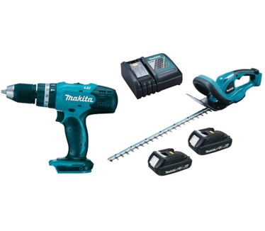 Makita DHP453 + heggenschaar (DUH523) + 2x 2000 mAh accu