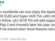 LG-tv's uit 2018 krijgen HomeKit en AirPlay 2