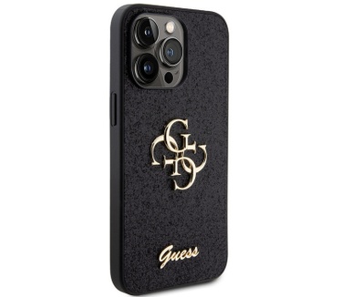Guess 4G Glitter Back Case Apple iPhone 15 Pro Max (6.7") - Zwart Zwart