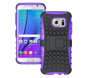 qMust Samsung Galaxy S7 Edge Rugged Hybrid Case - Dual Protection - Purple