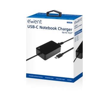 Ewent EW3981 USB-C notebook charger with Power Delivery profiles 45W
