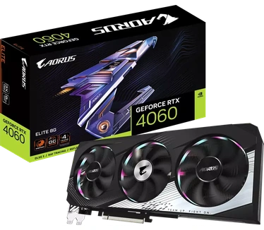 Gigabyte AORUS AORUS GeForce RTX 4060 ELITE 8G - Videokaart - 8GB GDDR6 - PCIe 4.0 - 1 x HDMI - 3x DisplayPort