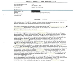 Proces verbaal verwijderen complotkanaal