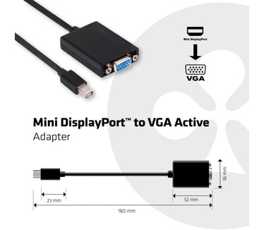 Club 3D Mini DisplayPort to VGA Active Adapter