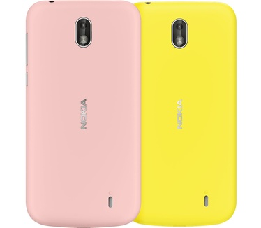 Nokia 1 Duo X-Press On Cover Dual Pack Roze en Geel