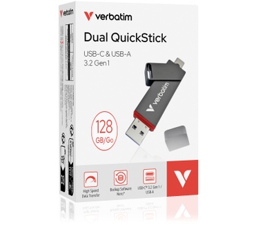 Verbatim Dual QuickStick 128GB Grijs
