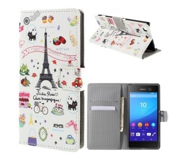 qMust Sony Xperia M5 Wallet Case - hoesje met stand - Paris
