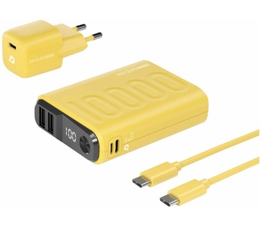 RealPower PB-10000. Capaciteit van de accu/batterij: 10000 mAh. USB A-uitvoerpoorten: 2, Aantal USB-Type-C-poorten: 1. Kleur van het product: Geel
