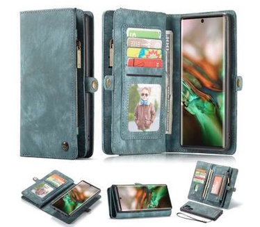 Caseme Samsung Galaxy Note 10 Plus Luxe Leren Portemonnee Hoesje Blauw