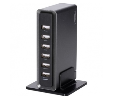 Rock Desktop Charger 8A - 6 poorten - Black/Grey