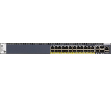 Netgear ProSAFE Managed Switch - GSM4328PB - Stackable platform met 24 PoE+ poorten + 2 x SFP+ en 2 x 10GBASE-T poorten (1000W PSU)