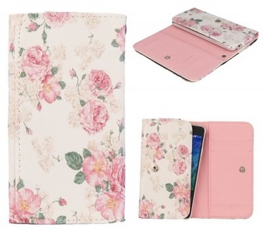 qMust Universele Lederen Pouch - met drukknop - 3.5 t/m 4.7 inch - Roses